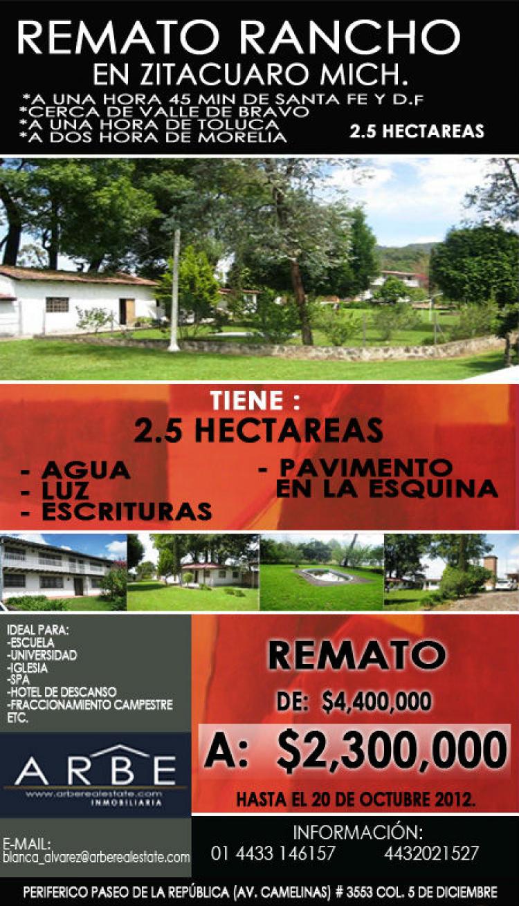 Foto Rancho en Venta en Zitacuaro, Michoacan de Ocampo - $ 2.300.000 - RAV61452 - BienesOnLine