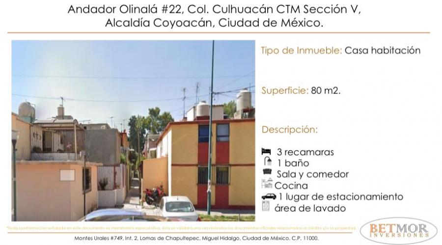 Foto Casa en Venta en Culhuacn CTM Seccin V, Alvaro Obregn, Distrito Federal - $ 1.750.000 - CAV310151 - BienesOnLine