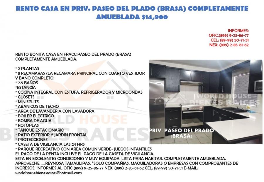 Foto Casa en Renta en PASEO DEL PRADO, Reynosa, Tamaulipas - $ 14.900 - CAR294647 - BienesOnLine