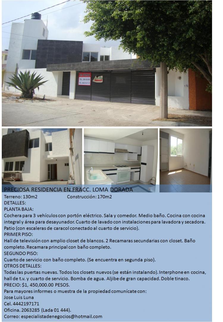 Foto Casa en Venta en LOMA DORADA, San Luis Potos, San Luis Potosi - $ 1.450.000 - CAV35823 - BienesOnLine