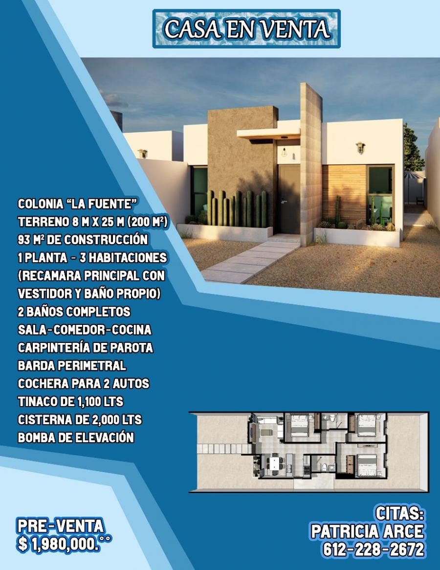 Foto Casa en Venta en La Fuente, La Paz, Baja California Sur - $ 1.980.000 - CAV351189 - BienesOnLine