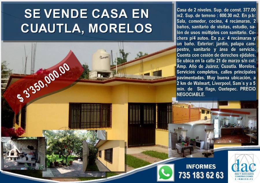 Foto Casa en Venta en Ampliacin ao de Jurez, Cuautla, Morelos - $ 3.350.000 - CAV256281 - BienesOnLine