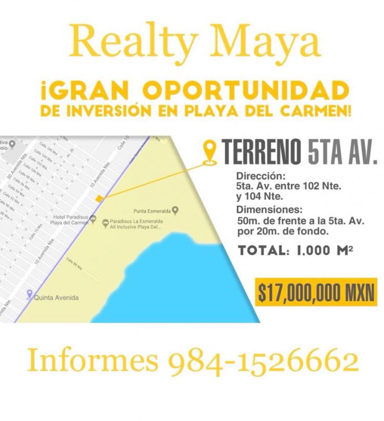 Foto Terreno en Venta en Playa del Carmen, Quintana Roo - $ 17.000.000 - TEV230192 - BienesOnLine