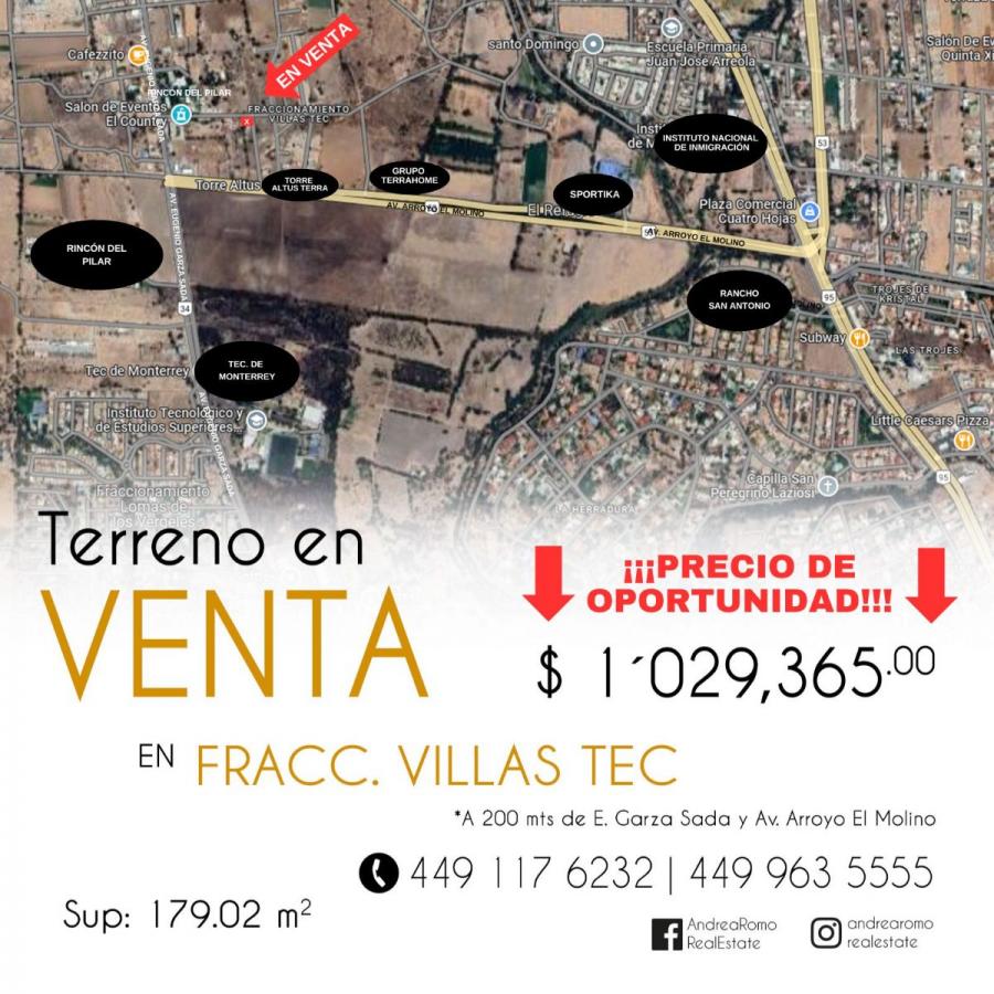 Foto Terreno en Venta en VILLAS TEC, Aguascalientes, Aguascalientes - $ 1.029.365 - TEV343129 - BienesOnLine