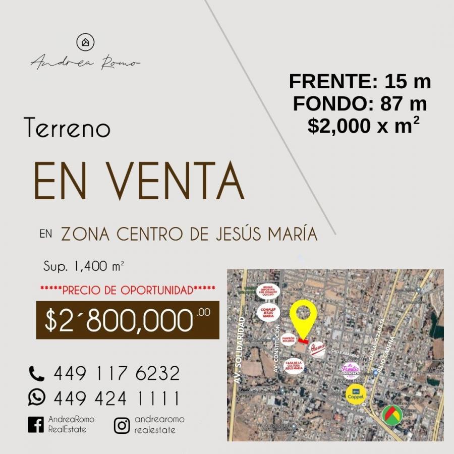 Foto Terreno en Venta en Zona Centro, Jess Mara, Aguascalientes - $ 2.800.000 - TEV350979 - BienesOnLine