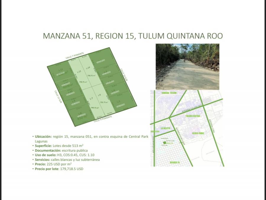 Foto Terreno en Venta en Region 15, Tulum, Quintana Roo - U$D 179.719 - TEV311105 - BienesOnLine