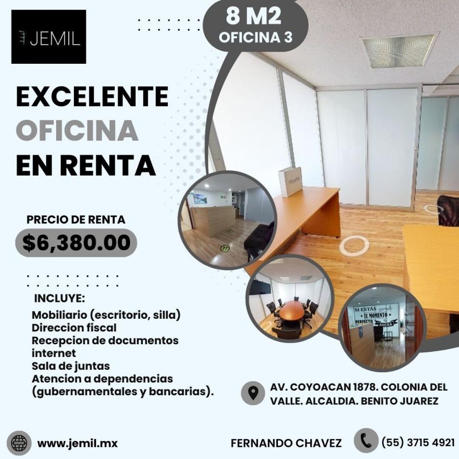 Foto Oficina en Renta en Acasias, Benito Jurez (CDMX), Distrito Federal - $ 6.380 - OFR333267 - BienesOnLine