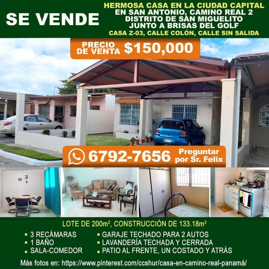 Casa en Venta en Camino Real 2 San Antonio, San Miguelito, Panamá UD 150.000 CAV59434
