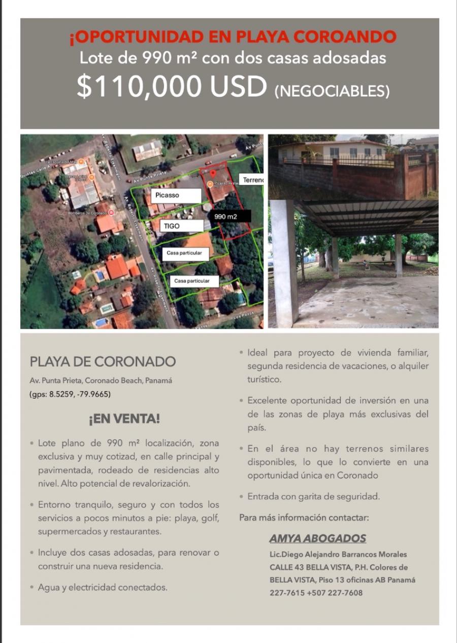 Foto Terreno en Venta en Playa de Coronado, Chame, Panamá Oeste - U$D 110.000 - TEV82056 - BienesOnLine