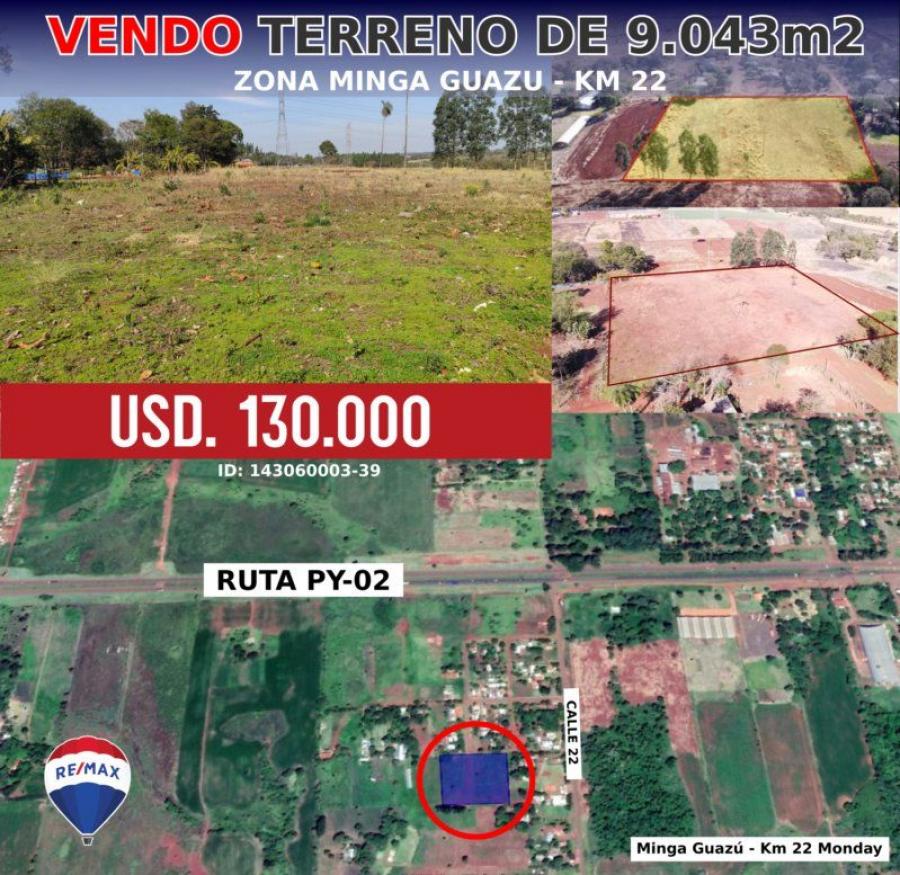 Foto Campo en Venta en KM 22 - MONDAY, Minga Guaz, Alto Paran - U$D 130.000 - CPV1287 - BienesOnLine