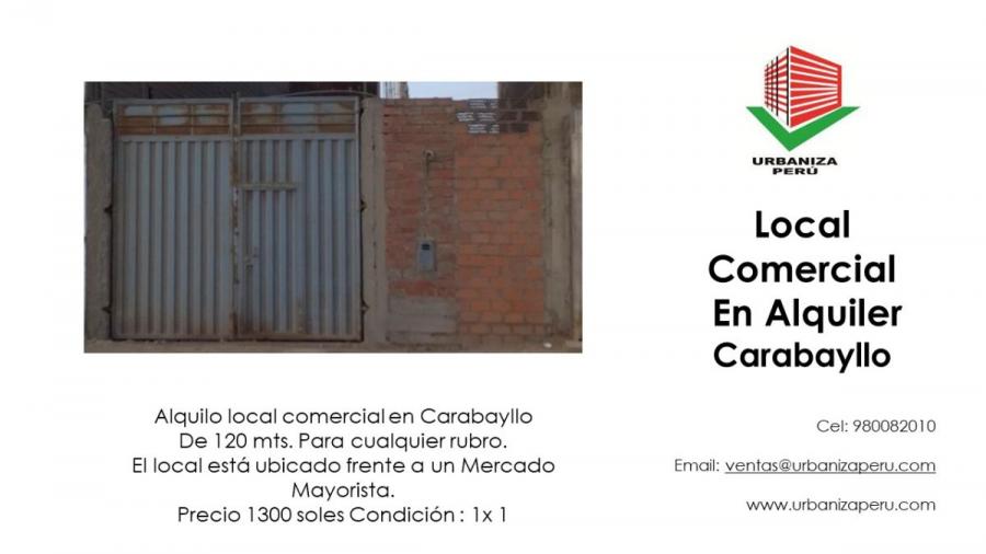 Foto Local en Alquiler en Carabayllo, Lima - S/. 1.300 - LOA35597 - BienesOnLine
