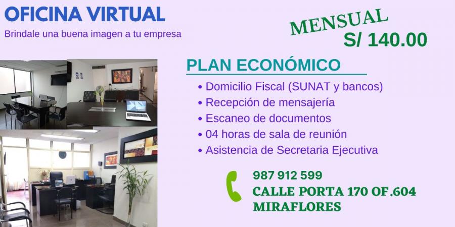 Foto Oficina en Alquiler en Miraflores, Lima, Lima - S/. 140 - OFA34927 - BienesOnLine