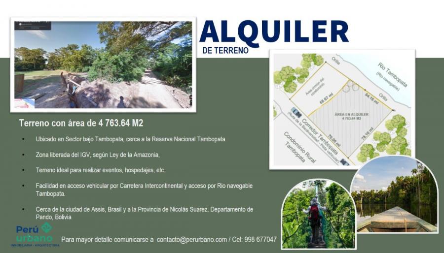 Foto Terreno en Alquiler en Tambopata, Tambopata, Tambopata - TEA37174 - BienesOnLine