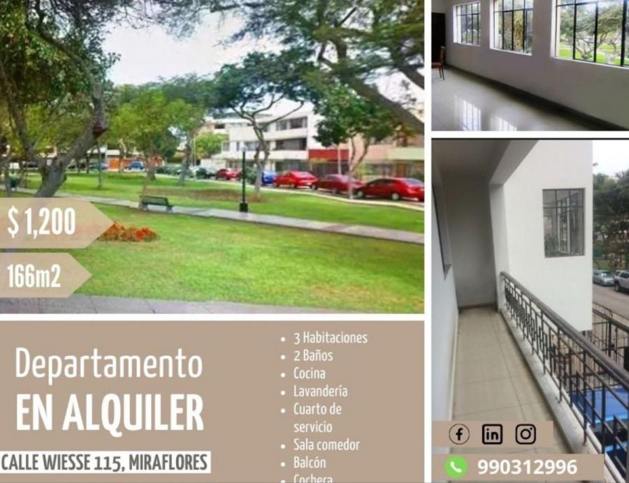 Foto Departamento en Alquiler en Miraflores, Lima, Lima - U$D 1.200 - DEA37046 - BienesOnLine