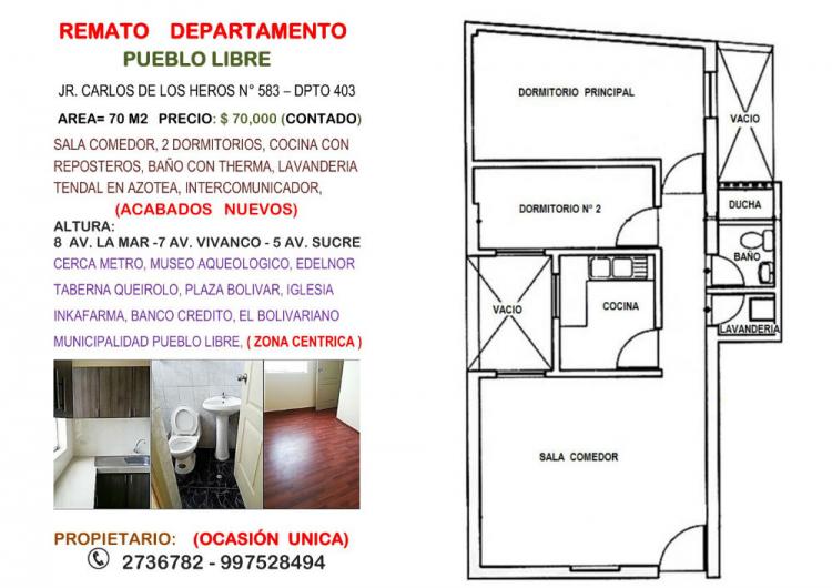 Foto Departamento en Venta en PUEBLO LIBRE, Magdalena Vieja, Lima - U$D 70.000 - DEV20855 - BienesOnLine