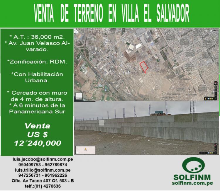 Foto Terreno en Venta en VILLA EL SALVADOR, Villa El Salvador, Lima - U$D 12.240.000 - TEV22696 - BienesOnLine