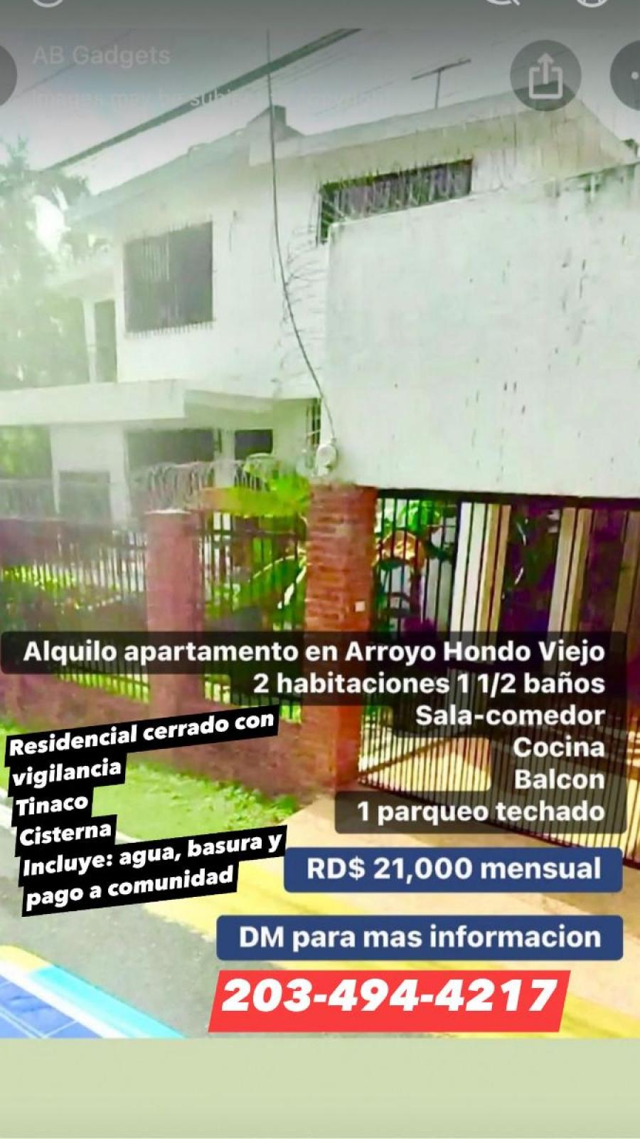 Foto Apartamento en Alquiler en Viejo Arroyo Hondo, Distrito Nacional - $ 21.000 - APA34065 - BienesOnLine