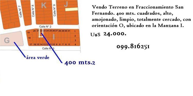 Foto Terreno en Venta en Fraccionamiento San Fernando, Maldonado, Maldonado - U$D 24.000 - TEV441 - BienesOnLine