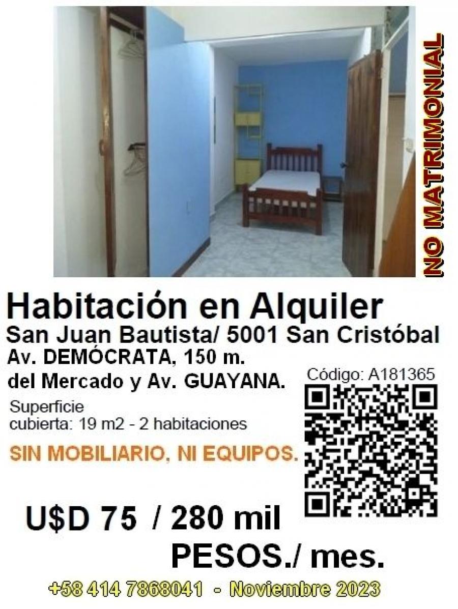 Foto Habitacion en Alquiler en San Juan Bautista/ 5001, San Cristbal, Tchira - U$D 75 - A181365 - BienesOnLine