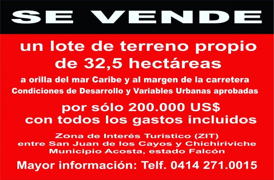 Foto Terreno en Venta en San. Juan de los Cayos, San Juan de los Cayos, Falcn - 32 hectareas - U$D 200 - TEV188134 - BienesOnLine